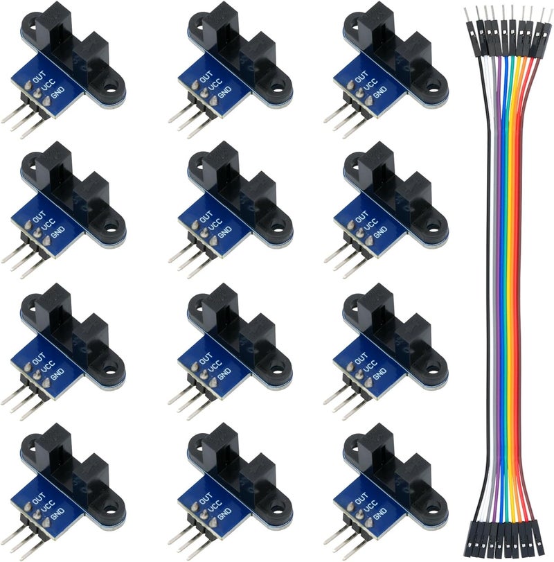 MTDELE 12Pcs IR Sensor IR Infrared Slotted Optical Optocoupler Module 3.3V to 5V Photo Interrupter Sensor Compatible with Arduino - Image 1